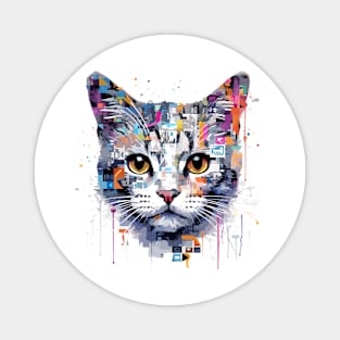 Cat Pet World Animal Lover Furry Friend Abstract Magnet